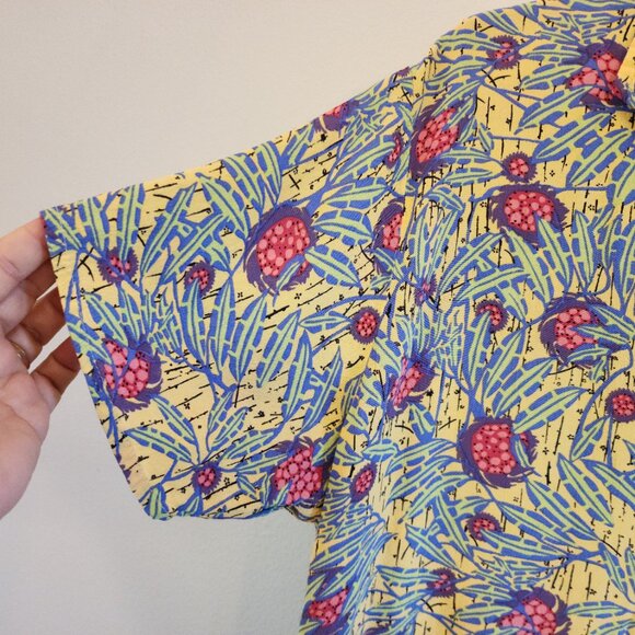 Flax By Jeanne Engelhart Hawaian Print Button Down Shirt Women M Tropical Resort - Picture 6 of 12